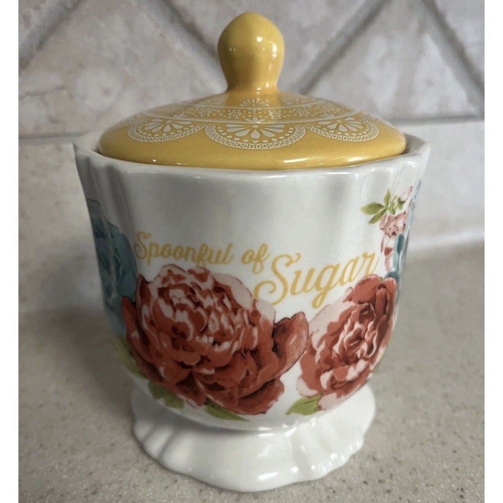 Pioneer Woman Spoonful of Sugar Dish Bowl Floral Teal New Granny Cottage Core